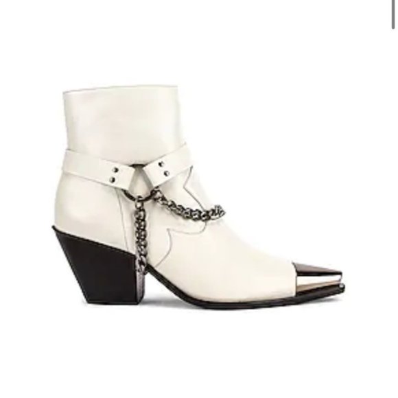 Dundas x Revolve Gigi Bootie Leather in Bone White and  Silver Size 7.5 - Picture 2 of 9